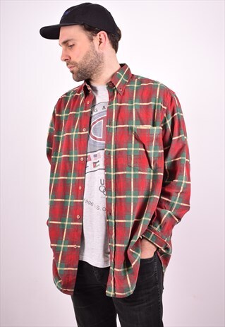 TRUSSARDI MENS VINTAGE CORDUROY SHIRT MEDIUM MULTI CHECK 90S