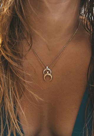 GOLD PLATED 925 SILVER MOON CRESCENT NECKLACE