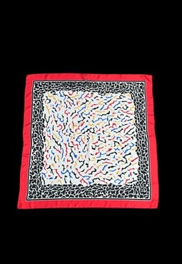 Vintage 80's Christian Breton Red White Black Scarf