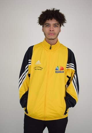 VINTAGE 90'S YELLOW AND BLACK ADIDAS JACKET WITH ZIP