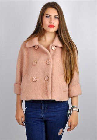1960'S STYLE DUSKY PINK WOOL SWING PREMIUM JACKET