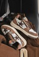 STAR PATCH SNEAKERS CHUNKY SOLE TRAINERS SKATER SHOES BROWN