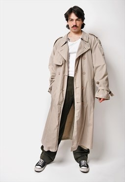 90s retro detective trench coat beige mens spring vintage 