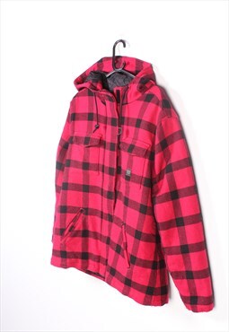 Vintage 90's RARE Red Checked Carhartt Hooded Jacket.