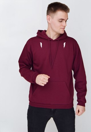 BURGUNDY BOLT (WHITE) HOODIE