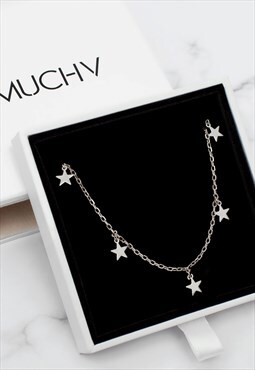 Sterling Silver Star Choker With Charms