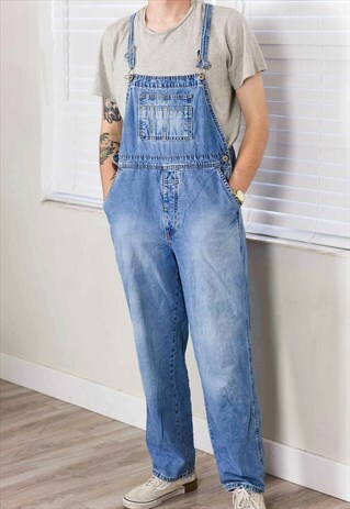 VINTAGE OVERALL DENIM DUNGAREES 90S L 27.4