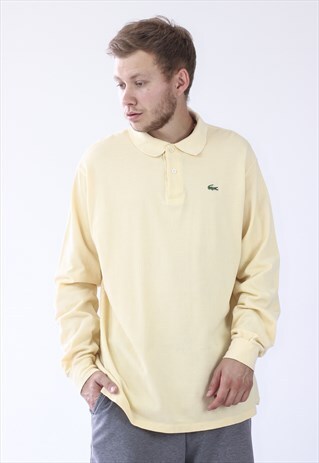 VINTAGE MENS LACOSTE SMALL LOGO LONG SLEEVE POLO SHIRT TOP