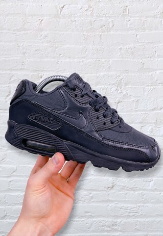VINTAGE NIKE AIR MAX 90 TRAINERS TRIPLE BLACK WOMEN'S UK 3