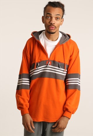 VINTAGE ADIDAS EMBROIDERED LOGO 1/4 ZIP HOODIE