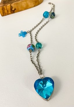 Re-worked Vintage Turquoise Heart Necklace