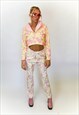 JUNGLECLUB STRAIGHT LEG JEANS WITH PINK AND YELLOW PRINT