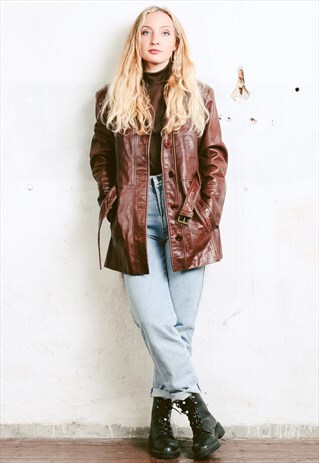 VINTAGE 80S LEATHER BLAZER JACKET