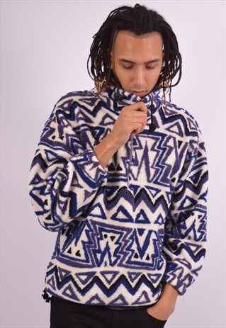 SERGIO TACCHINI MENS VINTAGE FLEECE JUMPER MEDIUM MULTI 90S