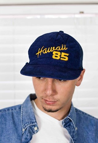 VINTAGE HAWAII CORDUROY TRUCKER CAP LOGO 90S ONE SIZE 2.2