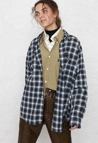 VINTAGE BLUE POLO RALPH LAUREN LONG SLEEVE CHECKERED SHIRT
