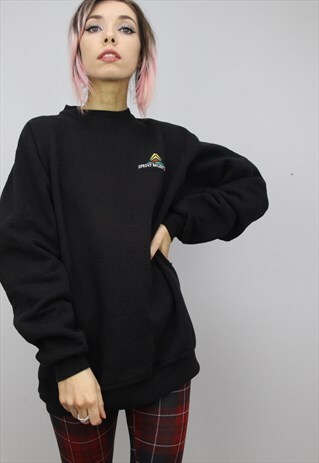 VINTAGE RETRO 90S OVERSIZED PLAIN BLACK SWEATER SWEATSHIRT