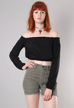 VINTAGE 90S LEVI'S GREEN CORD CUT OFF FESTIVAL SHORTS