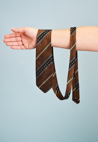 VINTAGE 70'S RETRO TAPESTRY WOVEN MOD PATTERN TIE
