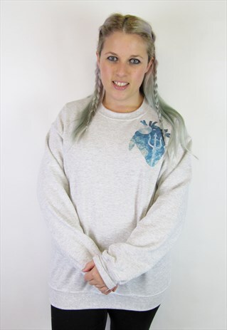MERMAID HEART ASH GREY OVERSIZED SWEATER