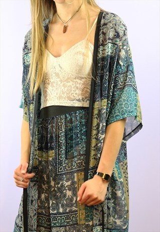 CHIFFON PATCHWORK CROP PANTS & LONG KIMONO CO-ORDINATES