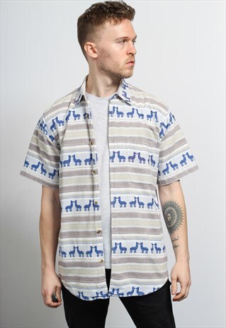 VINTAGE AZTEC PATTERNED SHIRT