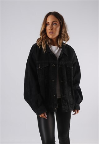 VINTAGE DENIM JACKET OVERSIZED FITTED UK 18 XXL (QDV)