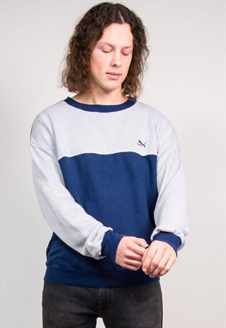 VINTAGE 90'S NAVY PUMA SWEATSHIRT JUMPER
