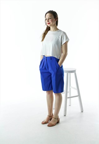 COBALT BLUE SHORTS / SUMMER HIGH WAISTED SHORTS