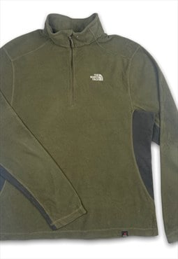 North Face Polartec Two-Tone Green 1/4 Zip Fleece Jumper (M)
