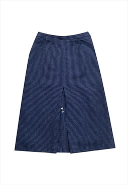 Vintage striped midi skirt in navy blue