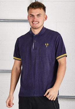 Vintage Fred Perry Polo Shirt in Navy Short Sleeve Large