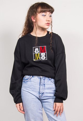 MICKEY & MINNIE MOUSE VINTAGE 90'S BLACK SWEATSHIRT