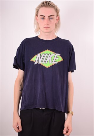 NIKE MENS VINTAGE T-SHIRT TOP MEDIUM BLUE 90S