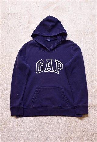 Women's Vintage Gap Navy Embroidered Spell Out Hoodie