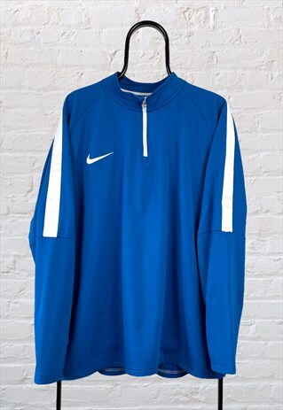 VINTAGE NIKE SWEATSHIRT 1/4 ZIP BLUE XXL