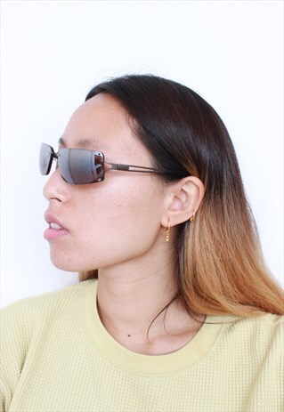 VINTAGE Y2K/ 90S STYLE JLO OVERSIZED BROWN SUNGLASSES