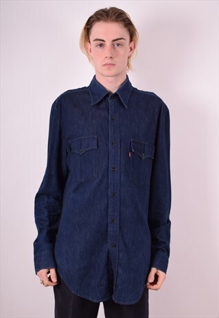 LEVI'S MENS VINTAGE SHIRT XL BLUE 90S