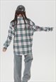 RETRO CHECK SHIRT LONG SLEEVE VINTAGE WASH TOP IN GREEN