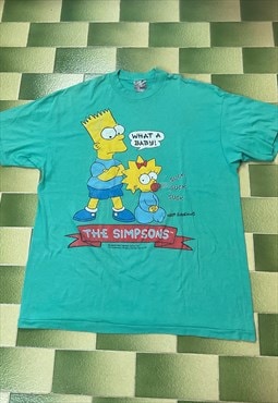 Vintage 1990 Bart & Maggie Simpson What a Baby Suck T-Shirt
