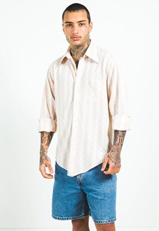 VINTAGE 80S CRAZY PATTERN FESTIVAL SHORT SLEEVE SHIRT/S5094