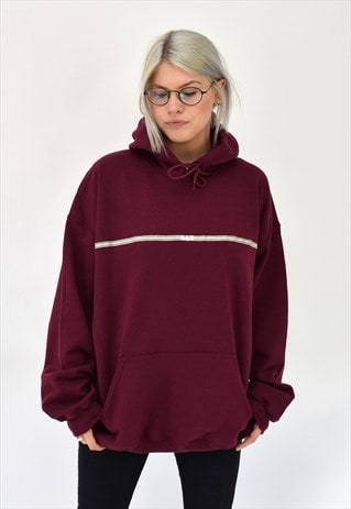 G&G UNISEX BURGUNDY STRIPE RIBBON HOOD