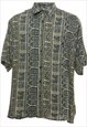 Vintage Natural Issue Patterned Green 1990s Shirt - L