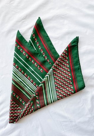 Vintage Square Abstract Green Check Scarf