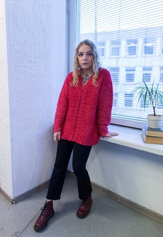 VINTAGE 80'S PINK KNITTED CARDIGAN