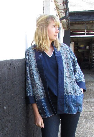 KANTHA STITCHED KIMONO STYLE JACKET