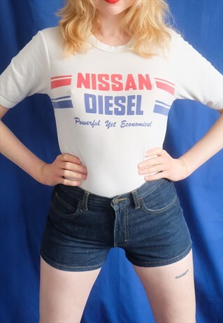 VINTAGE 70S 'NISSAN DIESEL' GRAPHIC RINGER T-SHIRT