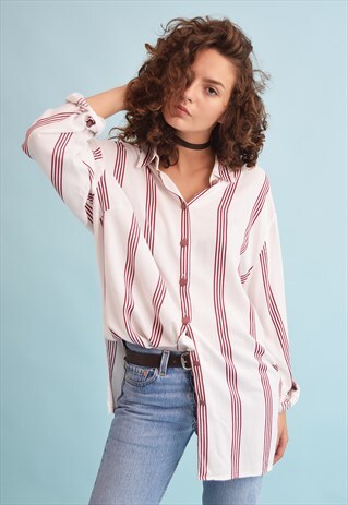90'S RETRO OVERSIZED STRIPED NEUTRAL SHIRT