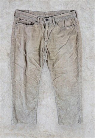 Vintage Levi's 514 Corduroy Trousers Beige Straight Leg W38