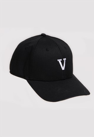 BLACK V BASEBALL CAP WITH ADJUSTABLE STRAP